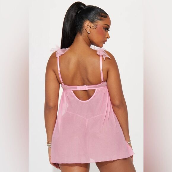 Perfect Gift Tulle Bow Flyaway Babydoll - Pink - Picture 3 of 3